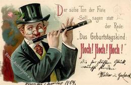 Glückwunsch Flöte Prägedruck 1904 I-II - Other & Unclassified