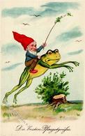 Frosch Zwerg Pfingsten Künstler-Karte I-II Grenouille Lutin - Altri & Non Classificati