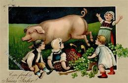 SCHWEINE - Prägekarte (1232) I-II - Pigs