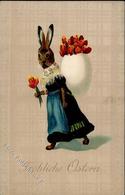 Hase Personifiziert Ostern  Prägedruck 1910 I-II Paques - Altri & Non Classificati