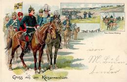 Kaisermanöver Kaiser Wilhelm II Lithographie I-II - Uniforms