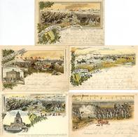 LEIPZIG - 5 Versch. Lithos Von D. VÖLKERSCHLACHT Bei LEIPZIG 1813 I-II - Weltkrieg 1914-18