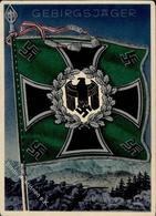 Fahne / Standarte WK II Sig. Klein, G. Gebirgsjäger WK II   Künstlerkarte I-II - Weltkrieg 1939-45