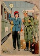 Propaganda WK II Frauen Schaffen Für Euch Die Aufsichtsbeamtin Sign. Gagelmann Künstlerkarte I-II Femmes - Oorlog 1939-45