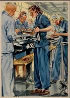 Propaganda WK II Frauen Schaffen Für Euch In Der Maschinenfabrik Sign. Becker Künstlerkarte I-II Femmes - Oorlog 1939-45