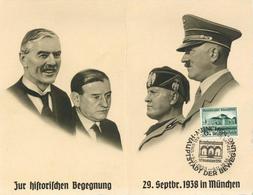 Hitler Mussolini Chamberlain U. Daladier Münchner Abkommen 1938 Klappkarte I-II - Guerre 1939-45