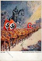 NSDAP-Prop-Ak WK II - Bildkunst Nr. 3 Gott Ist Mit Den Stärksten Bataillonen Sign. A.Reich I-II - Guerra 1939-45