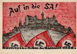 REICHSPARTEITAG NÜRNBERG 1929 WK II - Seltene Prop-Ak AUF In Die SA!" I R!R!" - War 1939-45