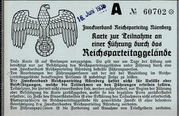 Reichsparteitag WK II Nürnberg (8500) 1938 Karte Für Führung Durch Das Gelände I-II - Weltkrieg 1939-45