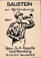 SA-Prop-Ak WK II - Bausteinkarte Gründung GAU-SA-Kapelle WÜRTTEMBERG I-II Leichter Eckfleck! - Guerra 1939-45