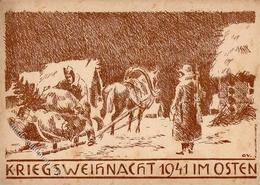 Weihnacht Im Feld WK II Im Osten  Künstlerkarte I-II (fleckig) - War 1939-45