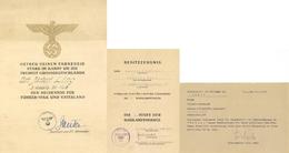 WK II MILITÄR - VERLEIHUNGSURKUNDE - NAHKAMPFSPANGE 1944 Mit Anschreiben Und Persönlichem Brief Des Kompanie-Chefs + Hel - Oorlog 1939-45