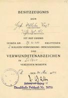 WK II MILITÄR - VERLEIHUNGSURKUNDE - VERWUNDETENABZEICHEN In SILBER 1944 -waager Gefaltet- - Oorlog 1939-45