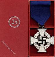 WK II MILITARIA - Silbernes Treudienstabzeichen Mit Urkunde Und Etui I-II - Oorlog 1939-45