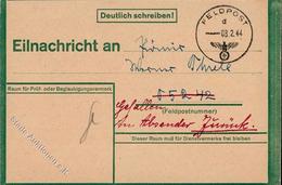 FELDPOST WK II - Grüne Eilnachrichtenkarte Berlin 8.2.44 I - War 1939-45
