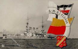 Marine WK I SMS Elsass Schwarz-Weiß-Rot Foto AK I-II - Other & Unclassified