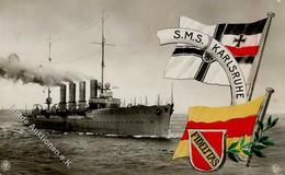 Schiff Kreuzer WK I SMS Karlsruhe Foto-Karte I-II Bateaux Bateaux - Other & Unclassified