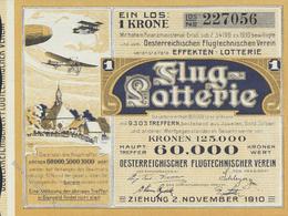 Flugzeug Österreich Flug Lotterie Los 1910 I-II Aviation - Altri & Non Classificati