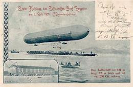 Zeppelin Erster Aufstieg Sign. Ulrich, A. Künstlerkarte 1900 I-II (fleckig) Dirigeable - Aeronaves