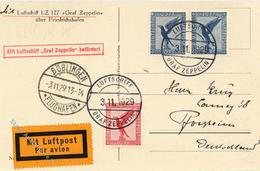 Zeppelin, 1929, Si.48B, BP 3.11.29", Fahrt Nach Böblingen, Mit 3 Marken Adler, Zep.-Karte, Ak-DB "BÖBLINGEN 3.11.29"" Di - Airships