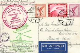 Zeppelin, 1932, Si.177C, 6.SAF, Anschlußflug Ab Stuttgart 11.9.32", Zep.-Fotokarte (Hohenzollern), Mit 3 Marken, Alle St - Dirigeables