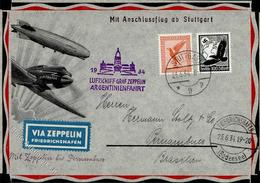 Zeppelin, 1934, Si.254Ca, 3.SAF, Anschlußflug Stuttgart, Aufgabe STUTTGART 23.6.34", Mit 2 Marken, Briefecken Etwas Besc - Dirigeables