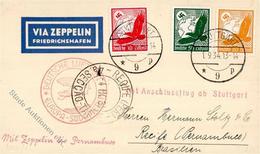 Zeppelin, 1934, Si.271Ba, 7.SAF, Anschlußflug Stuttgart, 3 Marken DB STUTTGART 1.9.34", Karte, Nach Recife" Dirigeable - Dirigibili