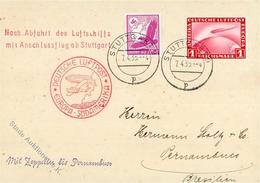 Zeppelin, 1935, Si.290Ba, 1.SAF, 2 Marken, K2 STUTTGART 7.4.35", Nachbringerflug Ab Stuttgart, Leichte Altersspuren, Kar - Airships