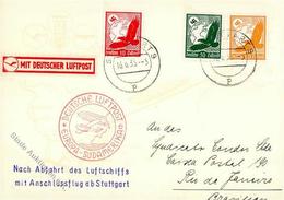 Zeppelin, 1935, Si.305Ba, 6.SAF, 3 Marken, K2 STUTTGART 16.6.35", Nachbringerflug Ab Stuttgart, Karte Nach Rio I-II" Dir - Dirigibili