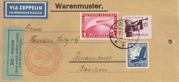 Zeppelin, 1935, Si.313B, 9.SAF, Warenmusterumschlag Mit 3 Marken, DB STUTTGART 29.7.35", Best.Stpl. "e", Rs. K2 "RECIFE  - Zeppeline