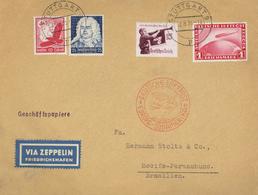 Zeppelin, 1935, Si.315B, 10.SAF, 4 Marken, K2 STUTTGART 12.8.35", Best.Stpl. "e", Auf Umschlag "Geschäftspapiere", Rs. P - Airships