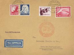 Zeppelin, 1935, Si.315B, 10.SAF, 4 Marken, K2 STUTTGART 12.8.35", Best.Stpl. "e", Auf Umschlag "Geschäftspapiere", Rs. P - Zeppeline