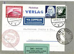 Zeppelin, 1935, Si.319B, 12.SAF, Päckchenadressaufkleber Mit 3 Marken, DB STUTTGART 9.9.35", Best.Stpl. "e", Ak-K2 "RECI - Luchtschepen
