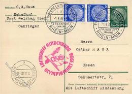 Zeppelin, 1936, Si.427.B, Olympiafahrt 1.8.36, 6 Pf Postkarte Mit 25 Pf Ultramarin (2) Zusatz, Altersspuren, Links Leich - Luchtschepen