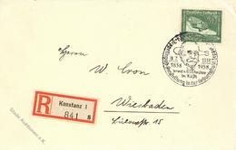 Zeppelinpost Lot Mit 2 Briefen 1938, DR, KONSTANZ Zeppelinpost-Ausstellung 8.7.38", SST, Auf Brief Mit 25 Pf, Bzw. R-Bri - Dirigibili