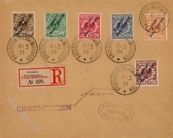 Kolonien Deutsch Neuguinea FRIEDRICH- WILHELMSHAFEN 8.3.01 Mi. 1-6 R-Brief Krone/ Adler Mit Bdr. Aufdruck Colonies - Non Classificati