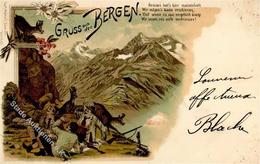 Gruss Aus Den Bergen Litho 1903 II (beschnitten, Fleckig) Montagnes - Other & Unclassified