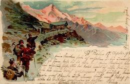 Bergsteiger Aufstieg Zur Club Hütte Litho 1898 I-II - Sonstige & Ohne Zuordnung