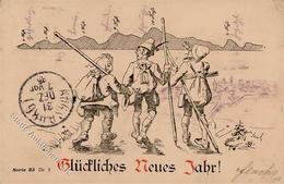 Bergsteiger Neujahr Künstlerkarte 1905 I-II Bonne Annee - Altri & Non Classificati