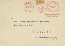 BERLIN OLYMPIA 1936 - VORSITZENDE Des Deutschen Olympischen Ausschusses Berlin - Zudruck Rücks. Auf Brief Mit Franco-o D - Olympic Games