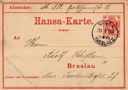Stadtpost, Breslau, 1898, 2 1/2 Pf Rot, Hansa-Karte, Leichte Altersspuren, K1 HANSA 20 7 98 BRESLAU"" - Collezioni (senza Album)