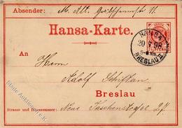 Stadtpost, Breslau, 1898, 2 1/2 Pf Rot, Hansa-Karte, Leichte Altersspuren, K1 HANSA 20 7 98 BRESLAU"" - Colecciones (sin álbumes)