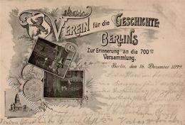 Berlin (1000) Verein Für Die Geschichte Berlins 700. Versammlung Lithographie 1899 I-II - Verzamelingen (zonder Album)