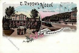 Hausbruch (2000) Hotel E. Deppe Eisenbahn Lithographie 1899 I-II Chemin De Fer - Collections (sans Albums)