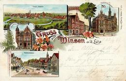 Winsen (2090) Rathaus Apotheke Marktstrasse Postamt Lithographie 1899 I-II - Verzamelingen (zonder Album)