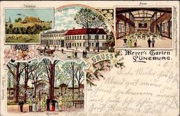 Lüneburg (2120) Gasthaus Meyers Garten Lithographie 1901 II (kleiner Einriss) - Verzamelingen (zonder Album)