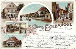 Estebrügge (2155) Kriegerdenkmal Zug Brücke  Lithographie 1898 I-II - Verzamelingen (zonder Album)