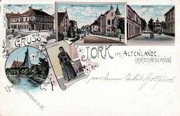 Jork (2155) Hotel Altländer Hof Hauptstrasse Tracht Lithographie 1898 I- - Verzamelingen (zonder Album)