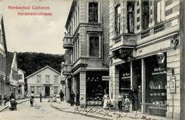 Cuxhaven (2190) Nordersteinstrasse Emailleschild Handlung Gebr. Meyer 1906 I- - Verzamelingen (zonder Album)