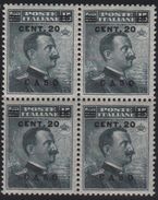 1916 Egeo Caso 20 C. Su 15 C. MNH Quartina - Egeo (Caso)